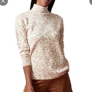 JMclaughlin Cheetah Printed Cotton Mockneck Sweater